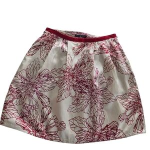 GAP Silk Cotton Floral Skirt | Size 8 Fit Red & Cream Lined